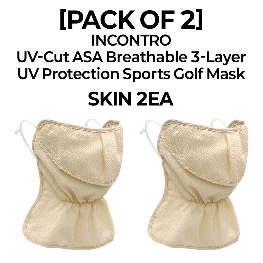 [PACK OF 2] INCONTRO UV-Cut ASA Breathable 3-Layer Mask UV Protection Sports Golf Mask 인콘트로 아사 자외선 차단 3단 스포츠 골프 마스크