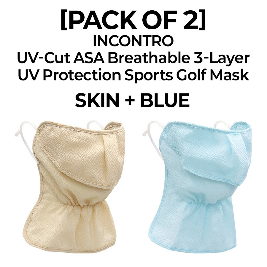 [PACK OF 2] INCONTRO UV-Cut ASA Breathable 3-Layer Mask UV Protection Sports Golf Mask 인콘트로 아사 자외선 차단 3단 스포츠 골프 마스크