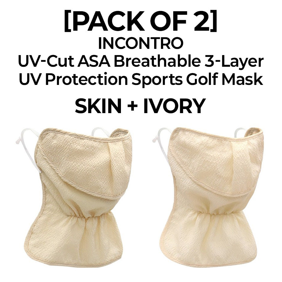 [PACK OF 2] INCONTRO UV-Cut ASA Breathable 3-Layer Mask UV Protection Sports Golf Mask 인콘트로 아사 자외선 차단 3단 스포츠 골프 마스크