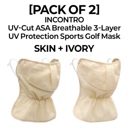 [PACK OF 2] INCONTRO UV-Cut ASA Breathable 3-Layer Mask UV Protection Sports Golf Mask 인콘트로 아사 자외선 차단 3단 스포츠 골프 마스크