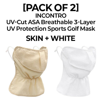 [PACK OF 2] INCONTRO UV-Cut ASA Breathable 3-Layer Mask UV Protection Sports Golf Mask 인콘트로 아사 자외선 차단 3단 스포츠 골프 마스크