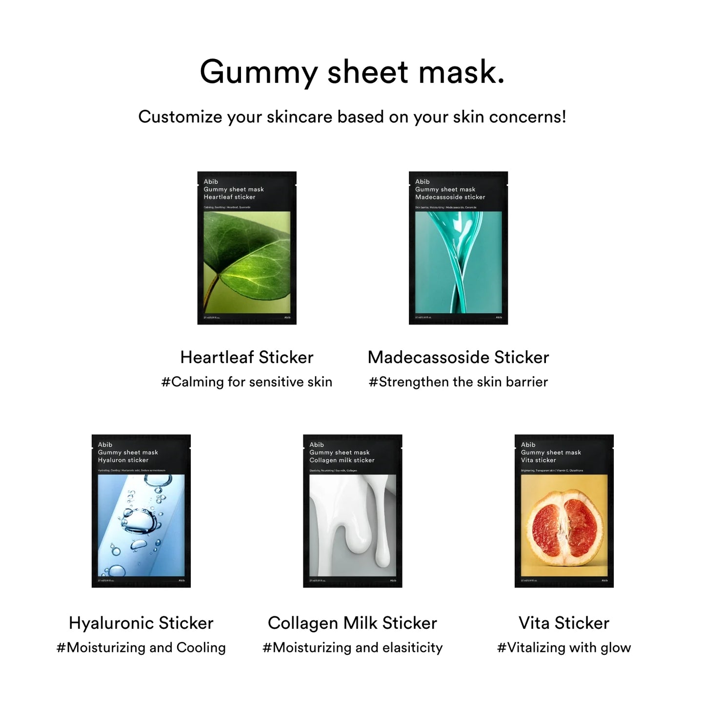 ABIB GUMMY SHEET MASK HYALURON STICKER 27ml x 10EA 아비브 껌딱지 시트 마스크 히알루론 스티커 27ml x 10매입