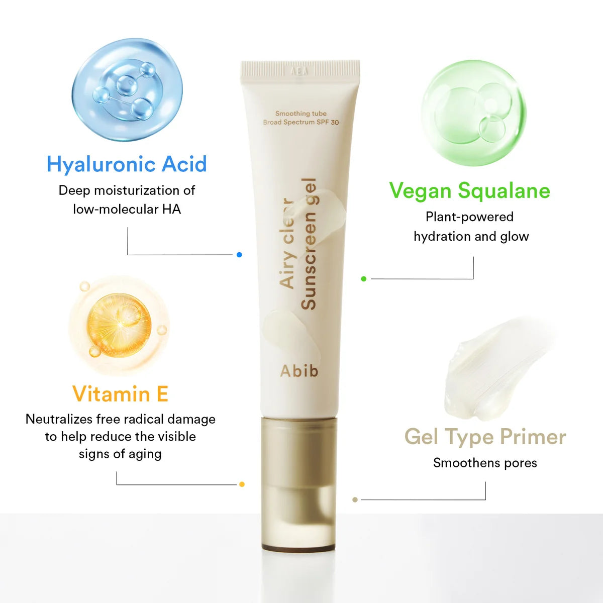 Abib Airy Clear Sunscreen Gel Smoothing Tube SPF 30 Broad Spectrum 30 mL / 1.01 fl. oz 아비브 에어리 클리어 선스크린 젤 스무딩 튜브 SPF30 Broad Spectrum 30 mL / 1.01 fl. oz