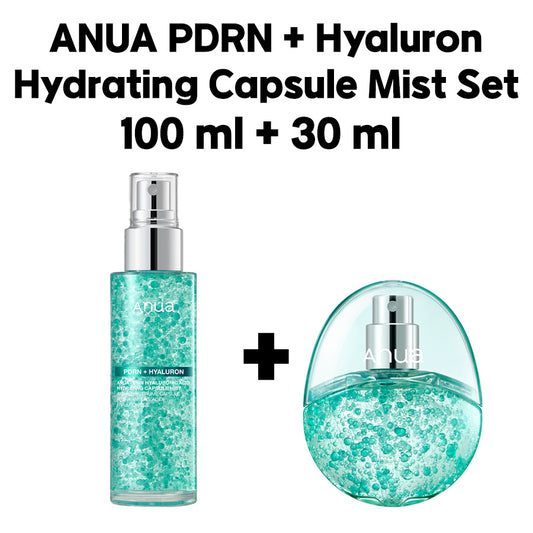 ANUA PDRN + Hyaluron Hydrating Capsule Mist Set 100 ml + 30 ml 아누아 PDRN 히알루론산 수분 캡슐 미스트 세트 100ml + 30ml
