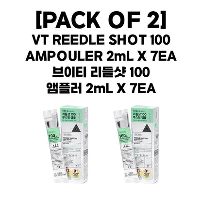 [PACK OF 2] VT REEDLE SHOT 100 AMPOULER 2mL X 7EA 브이티 리들샷 100 앰플러 2mL X 7EA