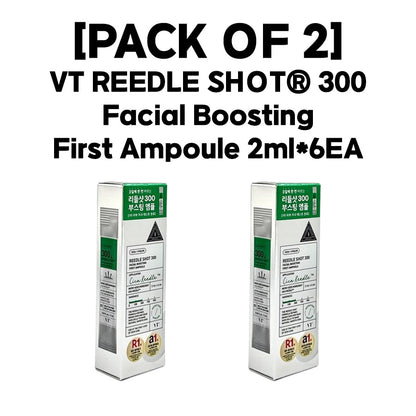 [PACK OF 2] VT CICA X HYALON REEDLE SHOT® 300 Facial Boosting First Ampoule 2ml*6EA VT 리들샷 300 페이셜 부스팅 퍼스트 앰플 2ml*6개입