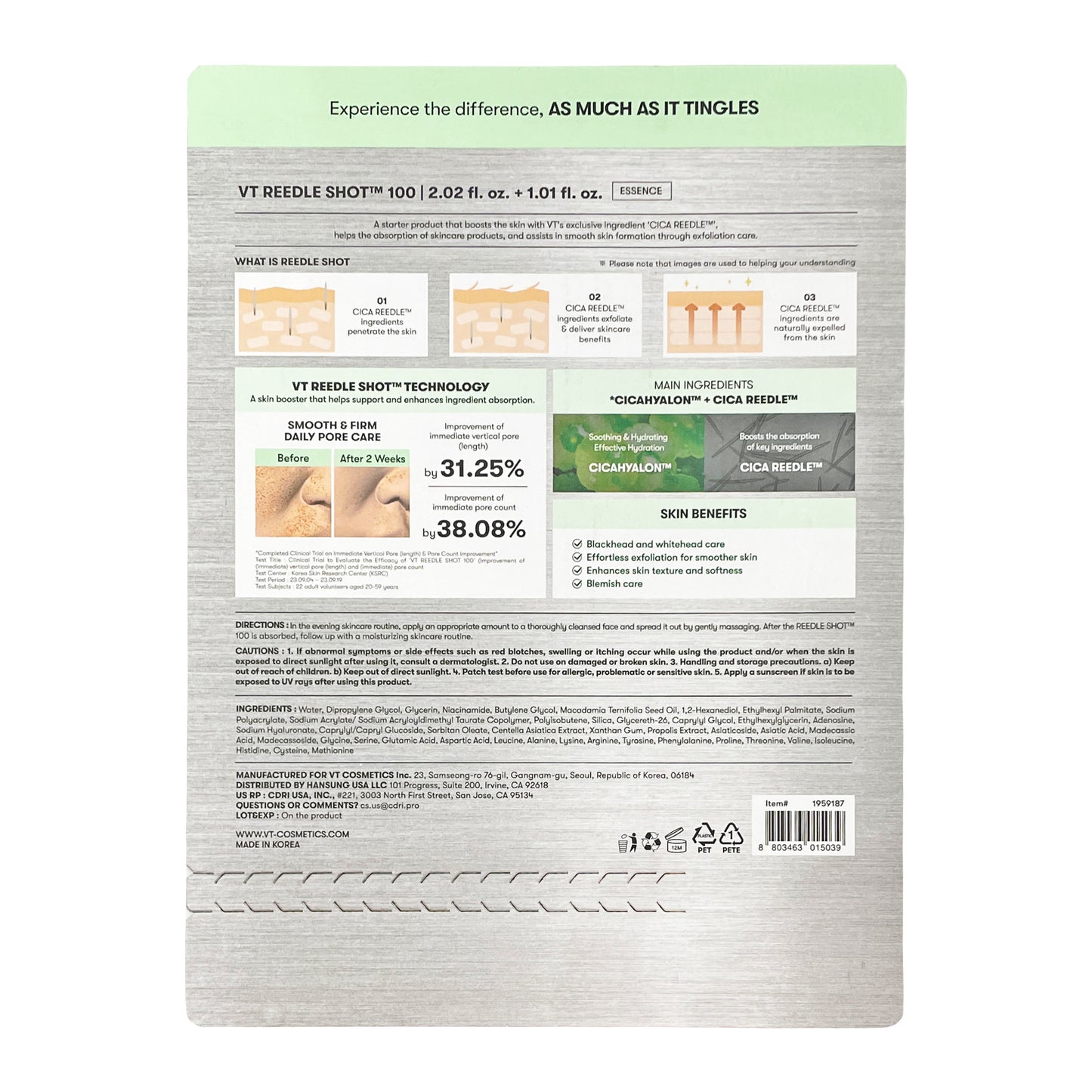 VT COSMETICS REEDLE SHOT™ 100 60ml / 2.02 fl.oz. + 30ml / 1.01 fl.oz. 브이티 코스메틱 리들샷™ 100 60ml / 2.02 fl.oz. + 30ml / 1.01 fl.oz.