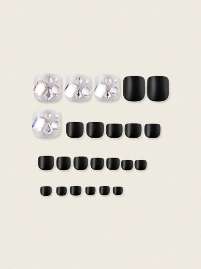 Too Cool For School Real Wear Pedi Tip Starlit Black 24 Tips Starlit Black 투쿨포스쿨 리얼웨어 페디팁 24개입 (페디#4) 스탈릿 블랙