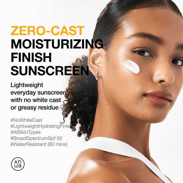 ANUA Zero-Cast Moisturizing Finish Sunscreen SPF 50 50mL 아누아 제로캐스트 데일리 투명 수분 선크림 SPF 50 50mL