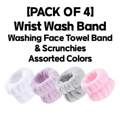 [PACK OF 4] Wrist Wash Band ( Washing Face Towel Band & Scrunchies ) 4 Pair 세안 손목 밴드 4쌍