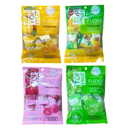 [PACK OF 4] COOWY Fudge Soft Juice Candy Jelly Mango / Strawberry / Green Grape /Apple Mango 80g쿠위 탑프룻 퍼지 베트남 젤리 망고/딸기/청포도/애플망고 80g