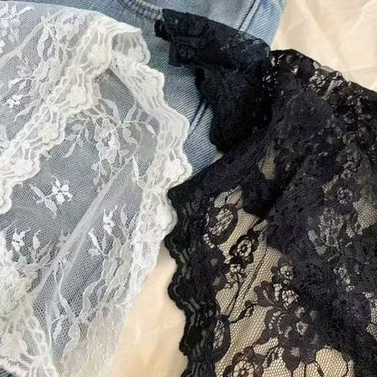 Vintage Bohemian Triangular Lace Scarf Festive Holiday and Beach Wrap for Fall and Winter Black / White 2 Color 빈티지 보헤미안 삼각 레이스 스카프 홀리데이 페스티브 비치 랩 가을 겨울용 2가지 색 검정 / 흰색