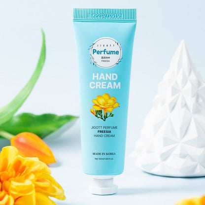 Jigott Perfume Assorted Hand Cream Set of 5 50ml / 1.69 fl.oz 지고트 퍼퓸 핸드크림 5종 50ml (Cherry Blossom/White Musk/Orange Citrus/Freesia/Lavender)