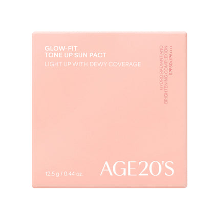 AGE20'S Glow-Fit Tone Up Sun Pact 12.5g SPF50+ PA++++ 에이지 투웨니스 글로우핏 톤업 선팩트 12.5g SPF50+ PA++++ Pink Beige Tone-Up Hydrating Sun Protection Natural Dewy Finish