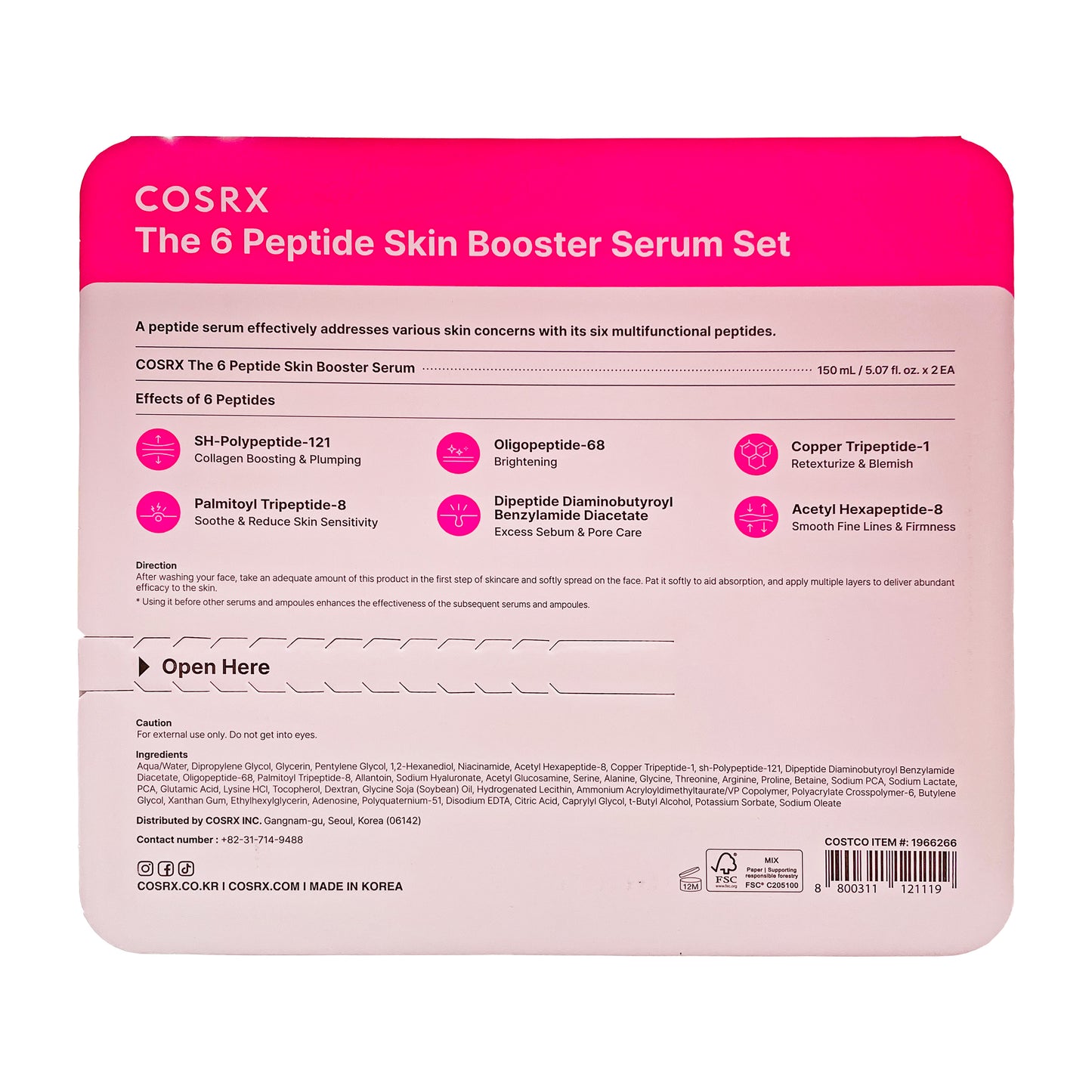 COSRX The 6 Peptide Skin Booster Serum 150ml / 5.07 fl.oz. x 2ea 코스알엑스 더 6 펩타이드 스킨 부스터 세럼 150ml / 5.07 fl.oz. x 2ea