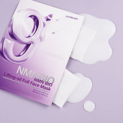 Numbuzin No.9 Nad Bio Lifting Full Cover Facial mask 4EA 넘버즈인 9번 NMN BIO 리프팅 풀페이스팩 4개입