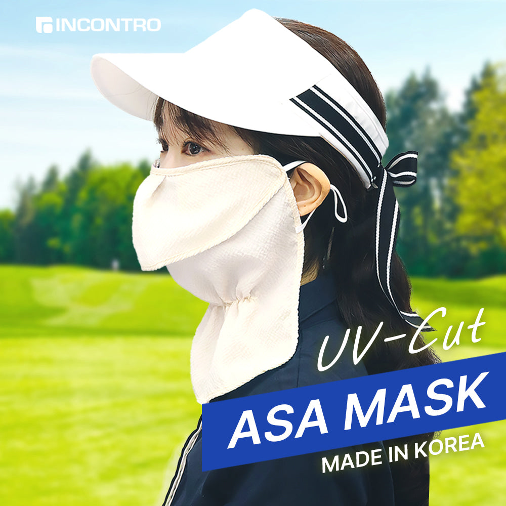 [PACK OF 2] INCONTRO UV-Cut ASA Breathable 3-Layer Mask UV Protection Sports Golf Mask 인콘트로 아사 자외선 차단 3단 스포츠 골프 마스크