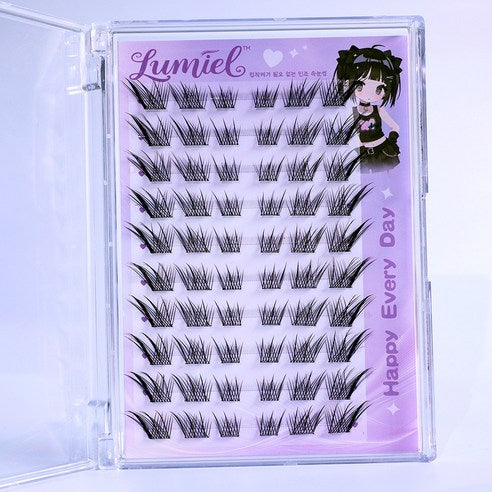 Lumiel Foxy Series Tassel Eyelash Cluster Natural Fox-Eye No-Glue Cluster Lashes Gumiho Style Tassel Eyelashes 60pcs (9–14mm) 여우 계열 속눈썹 내추럴 구미호 풍성한 만화 태슬 속눈썹 60pcs 9-14mm