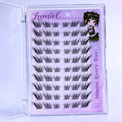 Lumiel Foxy Series Tassel Eyelash Cluster Natural Fox-Eye No-Glue Cluster Lashes Gumiho Style Tassel Eyelashes 60pcs (9–14mm) 여우 계열 속눈썹 내추럴 구미호 풍성한 만화 태슬 속눈썹 60pcs 9-14mm