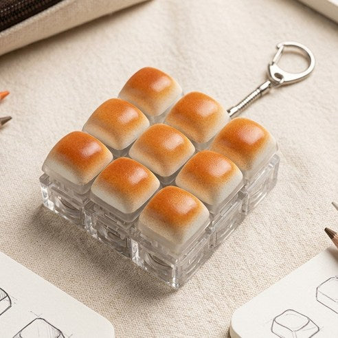 [PICK OF 2] Pickery 9-Key LED Bread Keycap Clicky Keychain Fidget Toy 픽커리 LED 구운 식빵 키캡 키링 9구 딸깍이 피젯토이