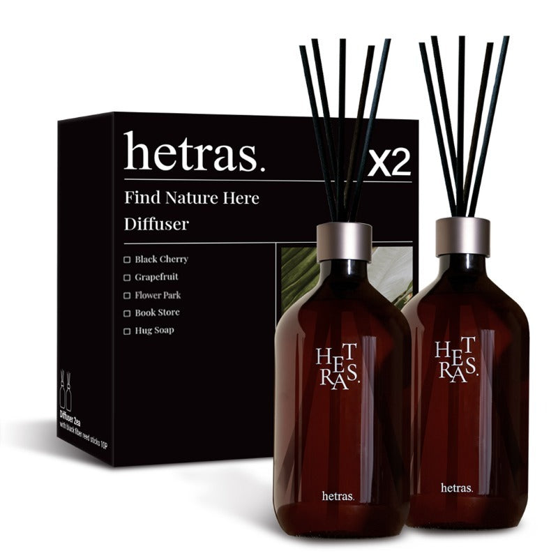 [PACK OF 2] hetras Premium Diffuser 500ml X 2EA 헤트라스 프리미엄 디퓨저 2개입 500ml X 2EA Luxury Korean Reed Diffuser for Home & Car