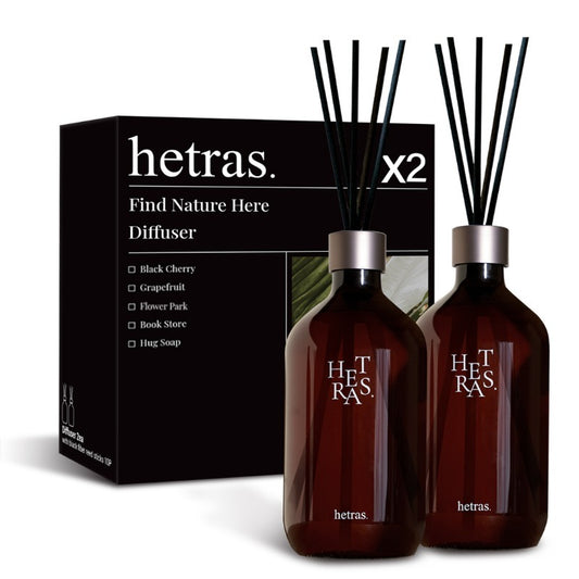 [PACK OF 2] hetras Premium Diffuser 500ml X 2EA 헤트라스 프리미엄 디퓨저 2개입 500ml X 2EA Luxury Korean Reed Diffuser for Home & Car