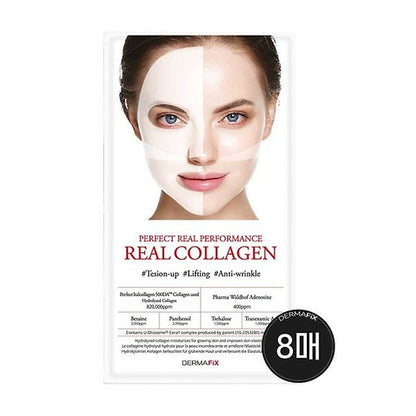 DERMAFIX Perfect Real Performance Collagen 100 Mask 8EA 더마픽스 퍼펙트 리얼 퍼포먼스 리얼콜라겐 8매입