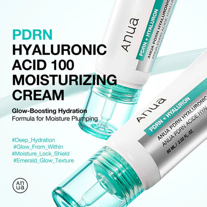 ANUA PDRN Hyaluronic Acid 100 Moisturizing Cream 60ml / 2.02 fl. oz. 아누아 PDRN 히알루론산 100 수분 크림 60ml / 2.02 fl. oz.