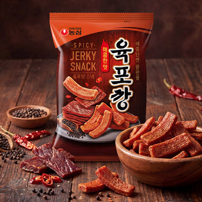 [PACK OF 3] Nongshim Yukpo Kkang Shrimp Crackers Spicy Jerky Flavor 90g 농심 육포깡 새우깡 육포맛 90g