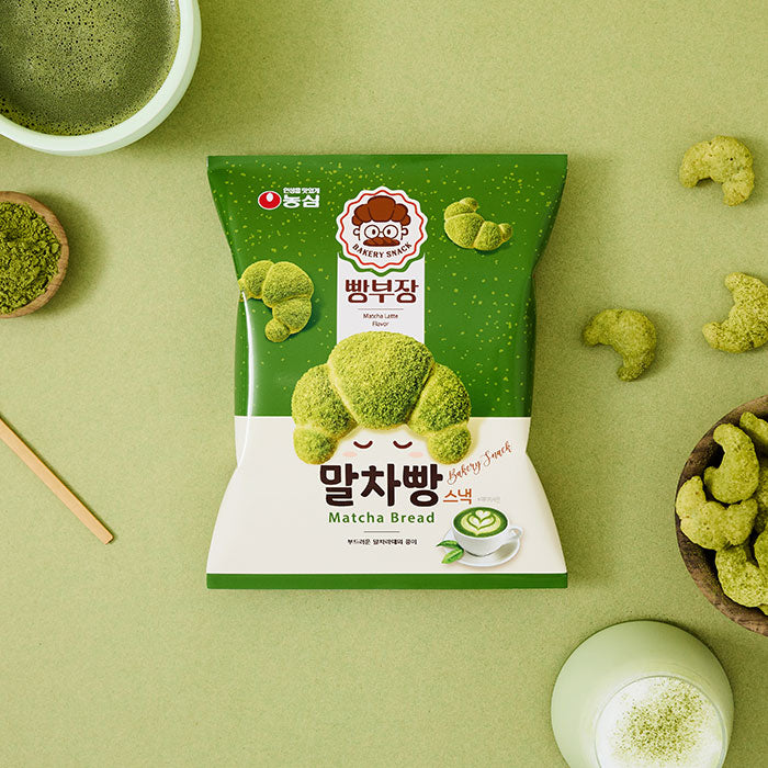 [PACK OF 3] NONGSHIM MATCHA BREAD BAKERY SNACK 55g 농심 빵부장 말차빵 스낵 55g