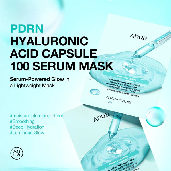 Anua PDRN Hyaluronic Acid Capsule 100 Serum Mask 10 Sheets 아누아 PDRN 히알루론산 캡슐 100 세럼 마스크 10매입