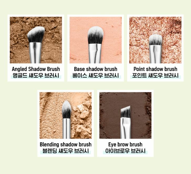 Fillimilli eye make up brush set (5 brushes + mirror case) 필리밀리 아이 메이크업 브러시 세트 (5종 + 거울케이스)