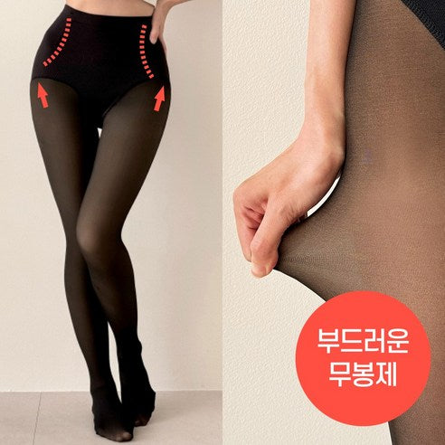Chic Dot Sheer Illusion Fleece Lined Pantyhose Stockings Black 시크도트 착시 기모 스타킹 검정