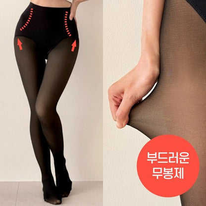 Chic Dot Sheer Illusion Fleece Lined Pantyhose Stockings Black 시크도트 착시 기모 스타킹 검정