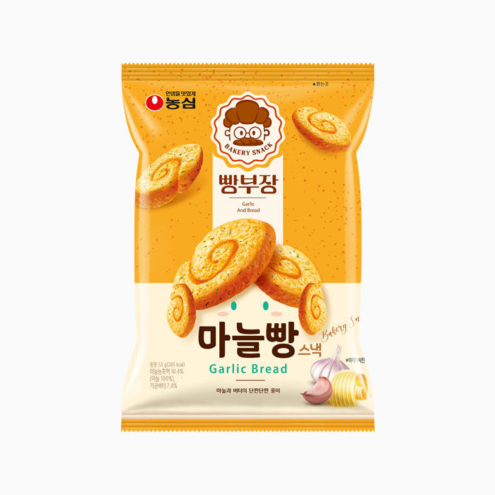 [PACK OF 3] NONGSHIM GARLIC BREAD BAKERY SNACK 55g 농심 빵부장 마늘빵 스낵 55g