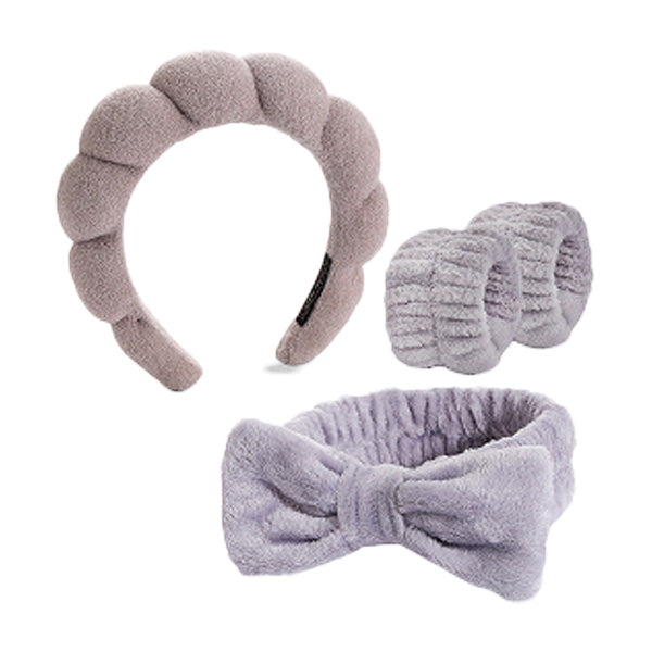 Living Loving Cloud Face Washing Headband + Wrist Wash band Set 4 Color 리빙러빙 구름 세안밴드 손목 세안 세트 세수 마사지 헤어밴드 극세사 머리띠 4종