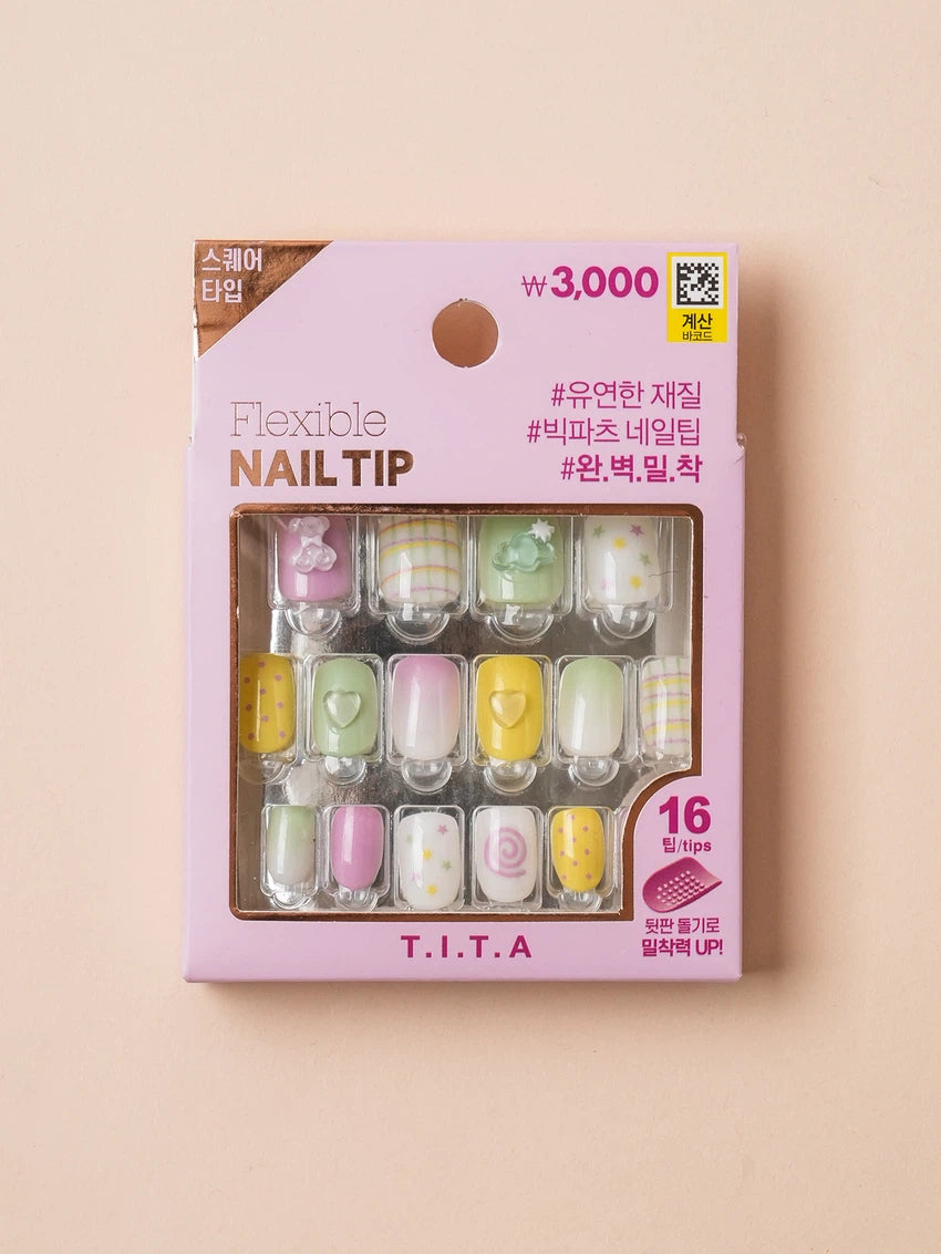 T.I.T.A Press Flexible Square Nail Tips #1 티타프레스 플렉시블 스퀘어 네일팁 #1