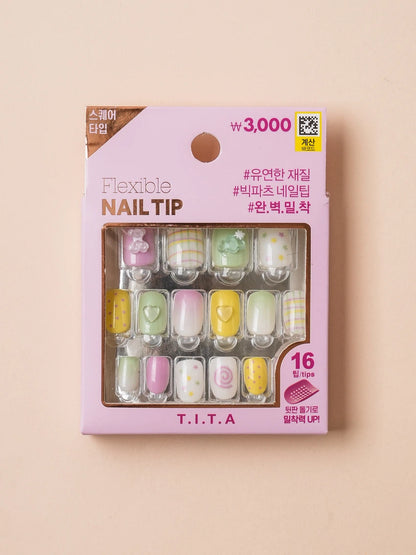 T.I.T.A Press Flexible Square Nail Tips #1 티타프레스 플렉시블 스퀘어 네일팁 #1
