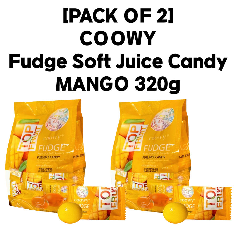 [PACK OF 2]  COOWY Fudge Soft Juice Candy Mango / Strawberry / Green Grape 320g 쿠위 탑프룻 퍼지 베트남 젤리 망고/딸기/청포도 320g