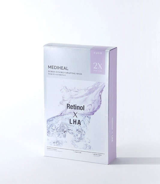 MEDIHEAL Derma Synergy Wrapping Mask Pore Firming Retinol X LHA 4EA 메디힐 더마 시너지 랩핑 마스크 모공탄력 레티놀 X 라하 4매입