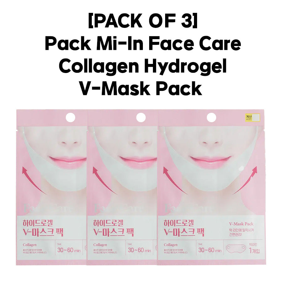 [PACK OF 3] Pack Mi-In Face Care Collagen Hydrogel V-Mask Pack 팩미인 하이드로겔 브이 마스크팩