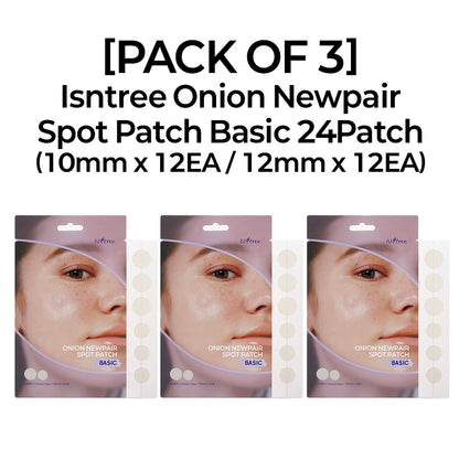 [PACK OF 3] Isntree Onion Newpair Spot Patch Basic 24Patch (10mm x 12EA / 12mm x 12EA) 이즈앤트리 어니언 뉴페어 스팟 패치 베이직 24패치 (10mm x 12EA / 12mm x 12EA)