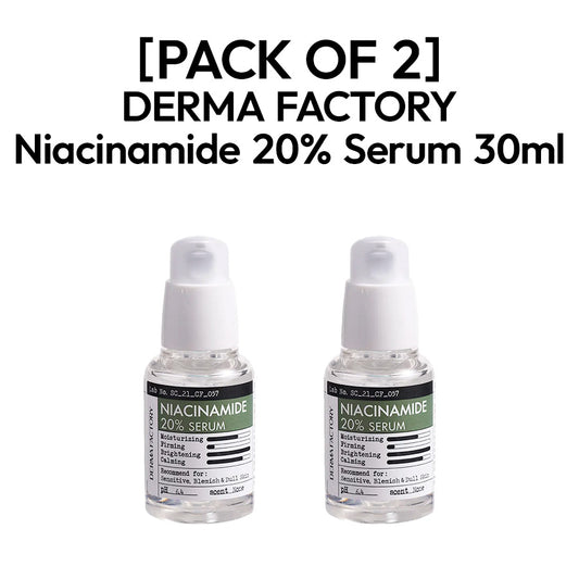 DERMA FACTORY Niacinamide 20% Serum 30ml [비건인증] 더마팩토리 나이아신아마이드 20%(200,000ppm) 세럼 30ml 모공세럼 브라이트닝 모공탄력 모공쫀쫀 결케어 맑은피부케어 비타민B3 비타민세럼