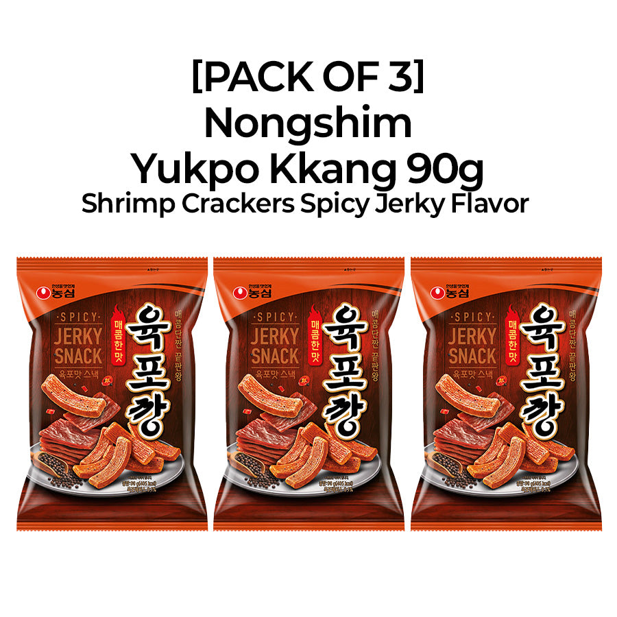 [PACK OF 3] Nongshim Yukpo Kkang Shrimp Crackers Spicy Jerky Flavor 90g 농심 육포깡 새우깡 육포맛 90g