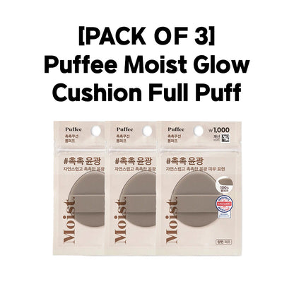 [PACK OF 3] Puffee Moist Glow Cushion Full Puff 촉촉윤광 퍼피 촉촉쿠션 통퍼프