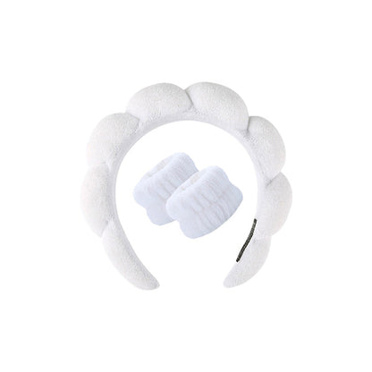 Living Loving Cloud Face Washing Headband + Wrist Wash band Set 4 Color 리빙러빙 구름 세안밴드 손목 세안 세트 세수 마사지 헤어밴드 극세사 머리띠 4종