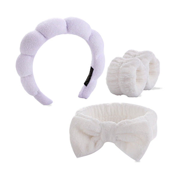Living Loving Cloud Face Washing Headband + Wrist Wash band Set 4 Color 리빙러빙 구름 세안밴드 손목 세안 세트 세수 마사지 헤어밴드 극세사 머리띠 4종