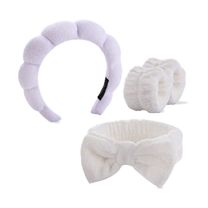 Living Loving Cloud Face Washing Headband + Wrist Wash band Set 4 Color 리빙러빙 구름 세안밴드 손목 세안 세트 세수 마사지 헤어밴드 극세사 머리띠 4종