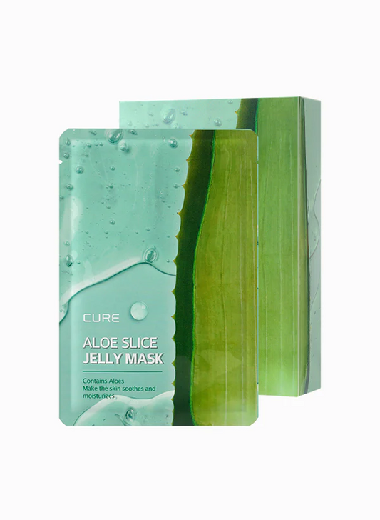 Kim Jeong Moon Aloe CURE ALOE SLICE JELLY MASK 10EA /김정문알로에 라 센스 로에 큐어 알로에 슬라이스 젤리 마스크 10매